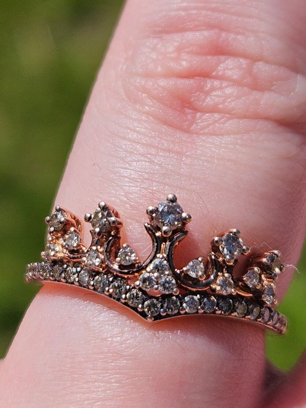 LeVian 14K Rose Gold White & Chocolate Diamond Tiara Crown Ring Size 6.5